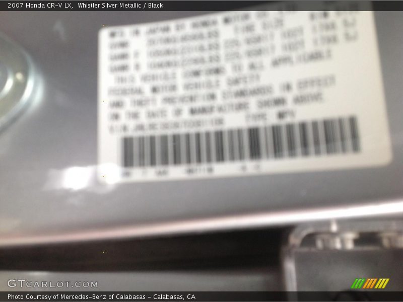Whistler Silver Metallic / Black 2007 Honda CR-V LX