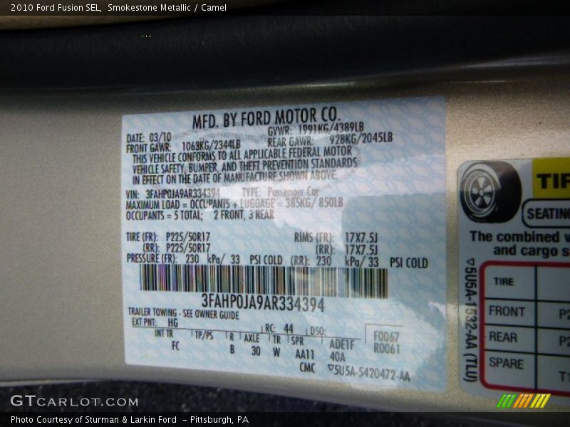 Smokestone Metallic / Camel 2010 Ford Fusion SEL