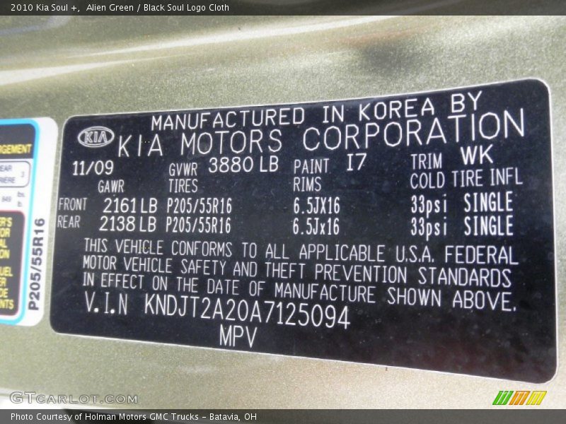 Alien Green / Black Soul Logo Cloth 2010 Kia Soul +