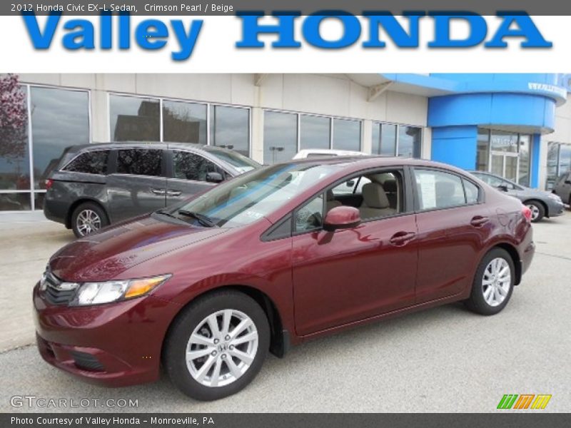 Crimson Pearl / Beige 2012 Honda Civic EX-L Sedan