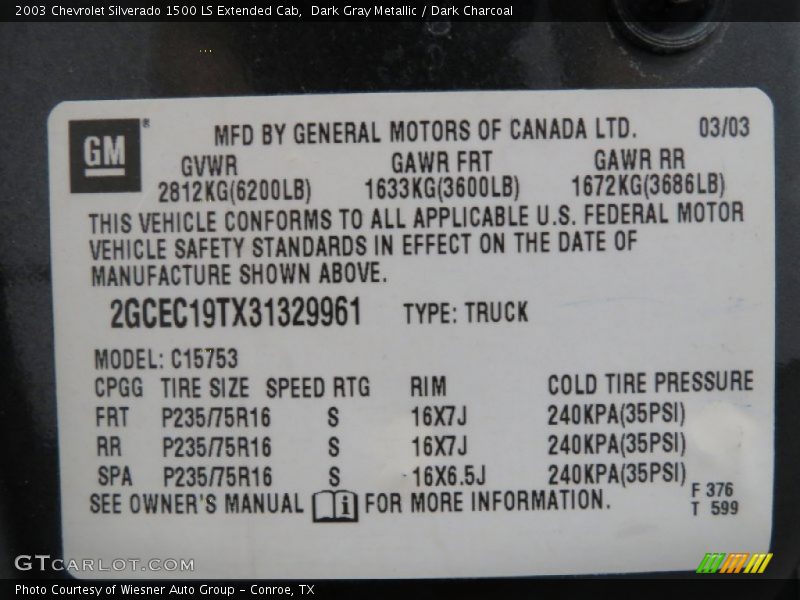 Dark Gray Metallic / Dark Charcoal 2003 Chevrolet Silverado 1500 LS Extended Cab