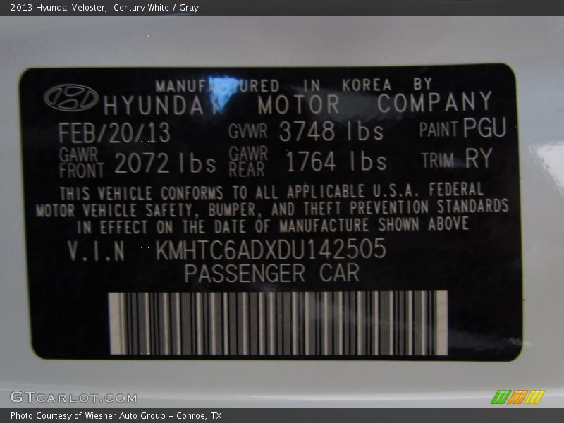 Century White / Gray 2013 Hyundai Veloster