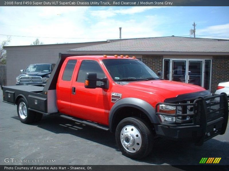 Red Clearcoat / Medium Stone Grey 2008 Ford F450 Super Duty XLT SuperCab Chassis Utility Truck