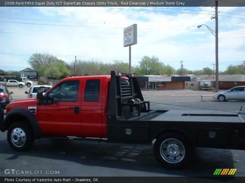 Red Clearcoat / Medium Stone Grey 2008 Ford F450 Super Duty XLT SuperCab Chassis Utility Truck