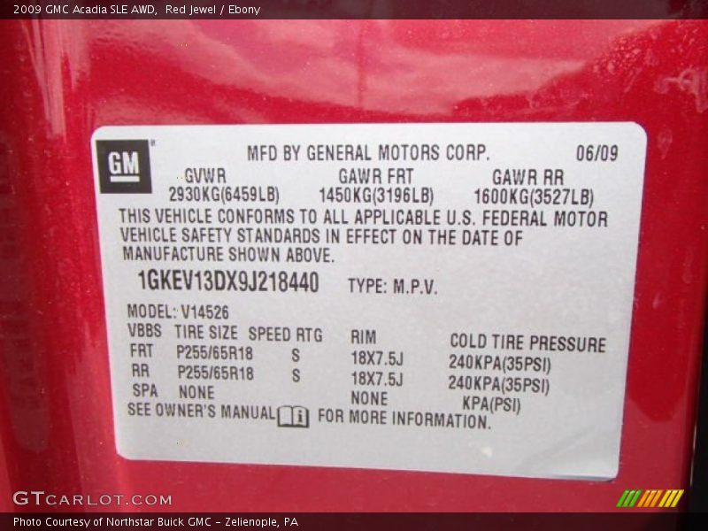 Red Jewel / Ebony 2009 GMC Acadia SLE AWD