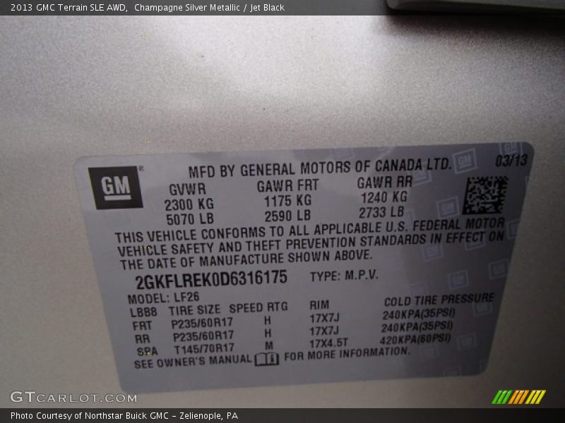 Champagne Silver Metallic / Jet Black 2013 GMC Terrain SLE AWD