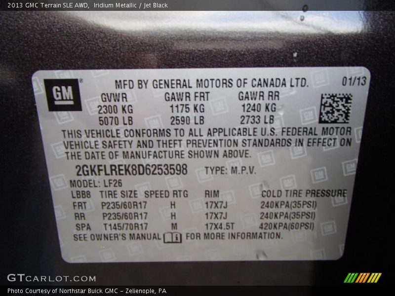 Iridium Metallic / Jet Black 2013 GMC Terrain SLE AWD