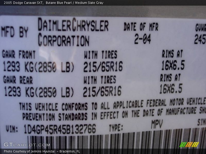 Butane Blue Pearl / Medium Slate Gray 2005 Dodge Caravan SXT