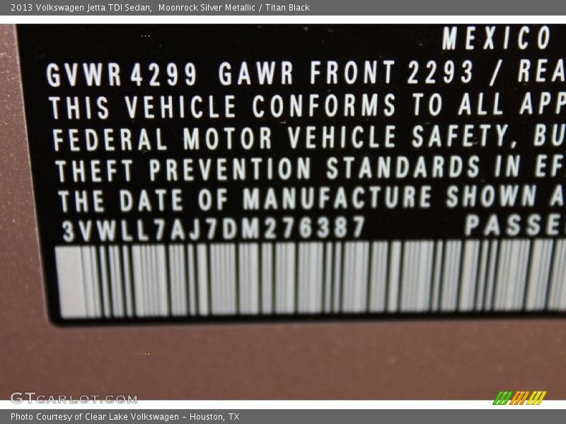 Moonrock Silver Metallic / Titan Black 2013 Volkswagen Jetta TDI Sedan