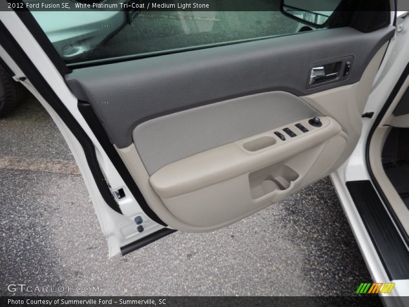 White Platinum Tri-Coat / Medium Light Stone 2012 Ford Fusion SE