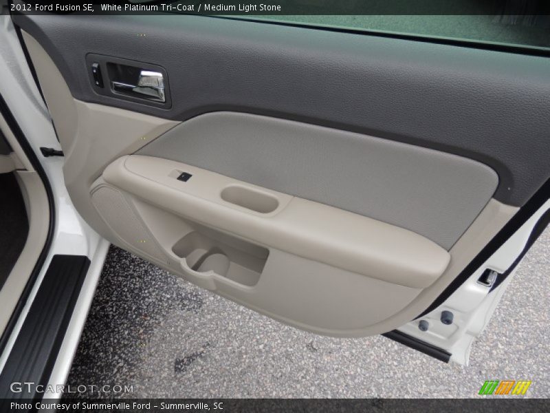 White Platinum Tri-Coat / Medium Light Stone 2012 Ford Fusion SE