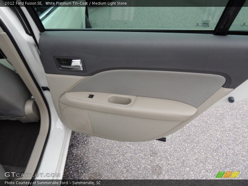 White Platinum Tri-Coat / Medium Light Stone 2012 Ford Fusion SE