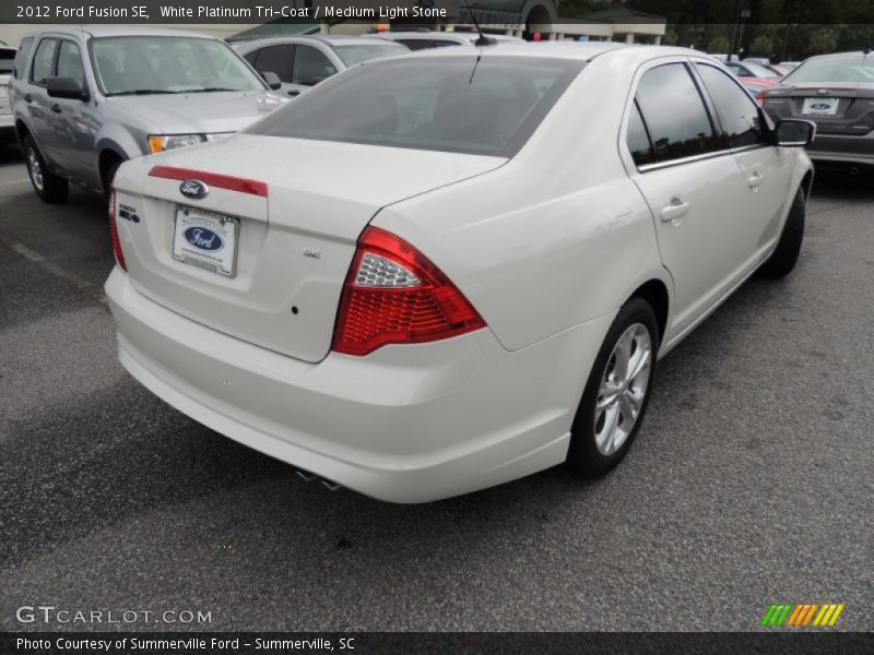 White Platinum Tri-Coat / Medium Light Stone 2012 Ford Fusion SE