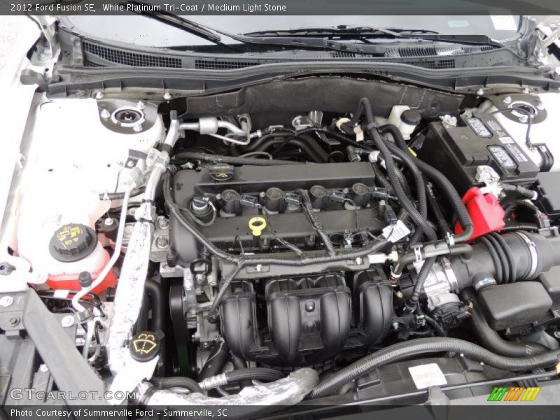 White Platinum Tri-Coat / Medium Light Stone 2012 Ford Fusion SE
