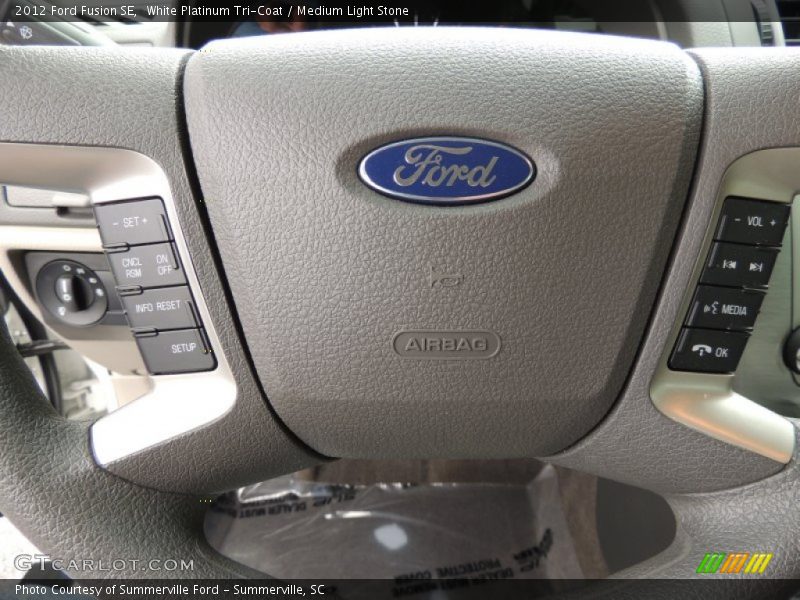 White Platinum Tri-Coat / Medium Light Stone 2012 Ford Fusion SE