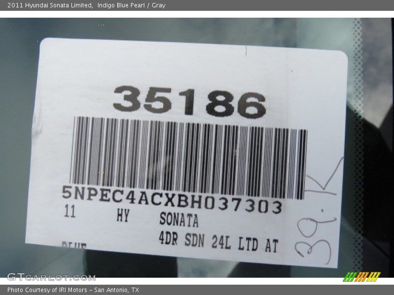 Indigo Blue Pearl / Gray 2011 Hyundai Sonata Limited