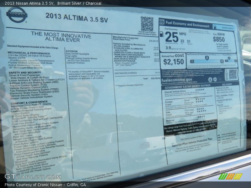 Brilliant Silver / Charcoal 2013 Nissan Altima 3.5 SV