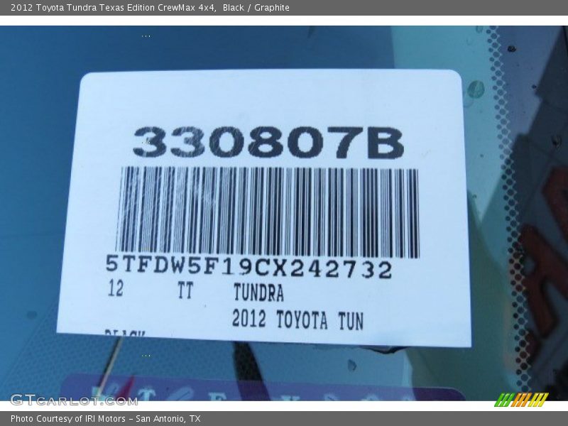 Black / Graphite 2012 Toyota Tundra Texas Edition CrewMax 4x4