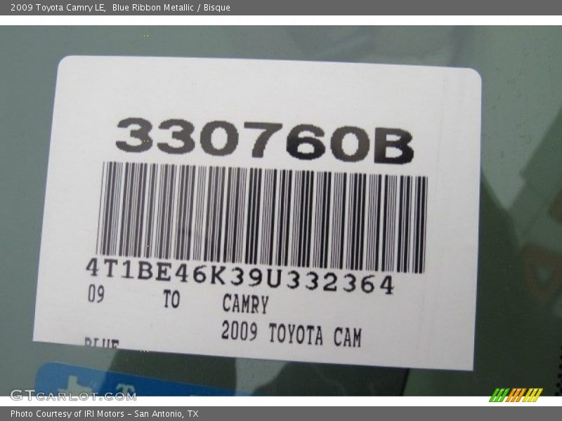 Blue Ribbon Metallic / Bisque 2009 Toyota Camry LE
