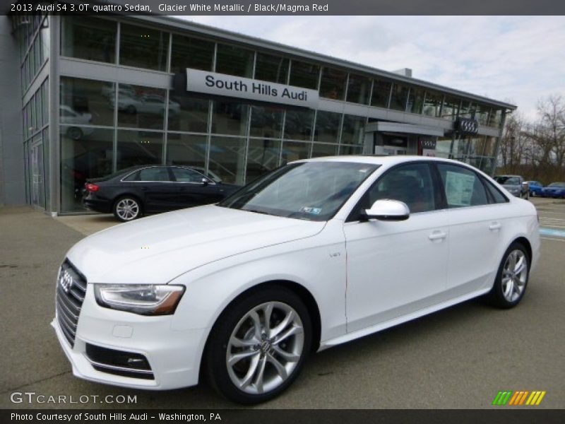 Glacier White Metallic / Black/Magma Red 2013 Audi S4 3.0T quattro Sedan