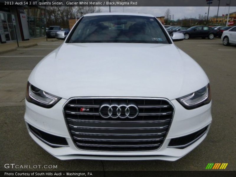 Glacier White Metallic / Black/Magma Red 2013 Audi S4 3.0T quattro Sedan