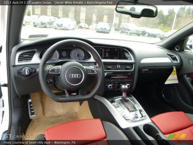 Glacier White Metallic / Black/Magma Red 2013 Audi S4 3.0T quattro Sedan