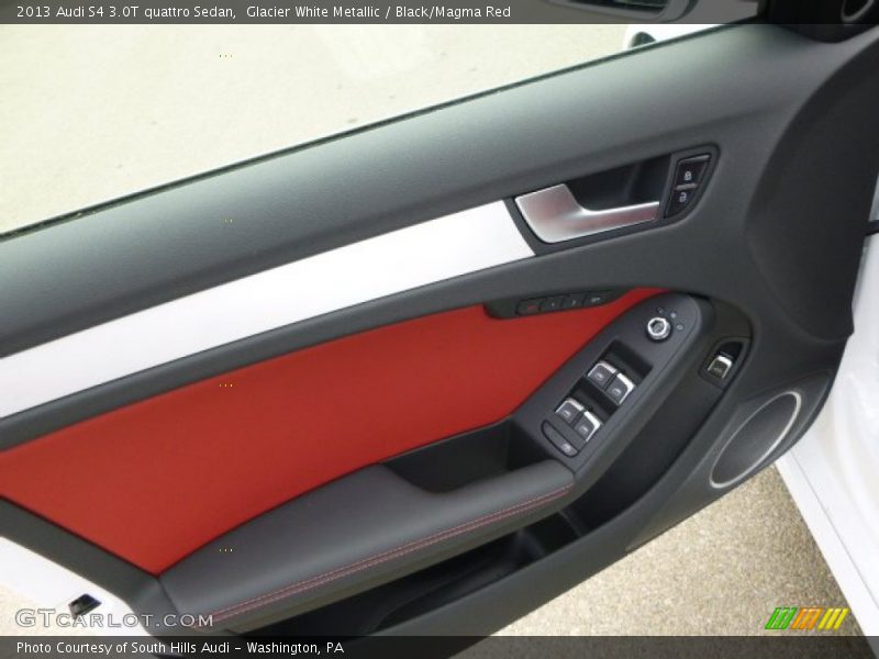 Glacier White Metallic / Black/Magma Red 2013 Audi S4 3.0T quattro Sedan