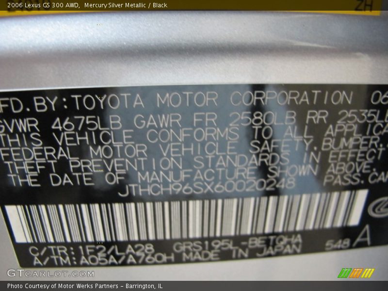 Mercury Silver Metallic / Black 2006 Lexus GS 300 AWD