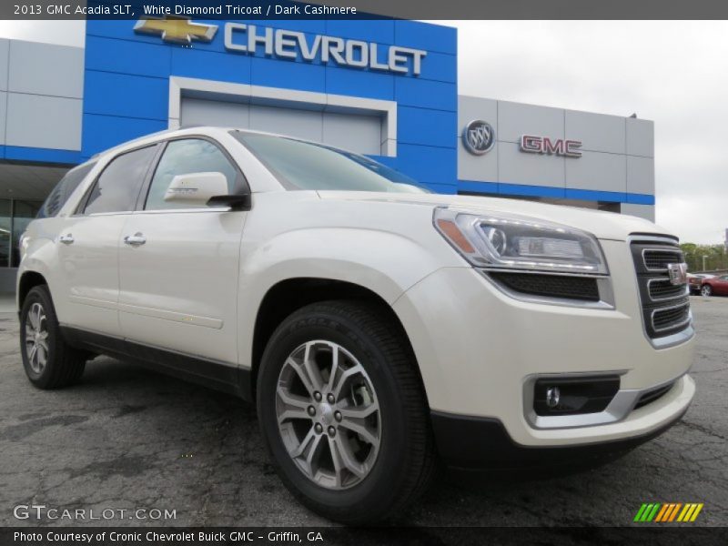 White Diamond Tricoat / Dark Cashmere 2013 GMC Acadia SLT