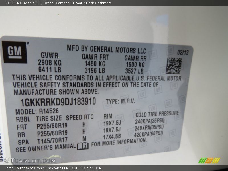White Diamond Tricoat / Dark Cashmere 2013 GMC Acadia SLT