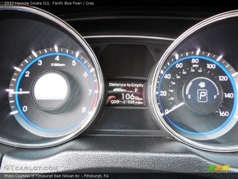 Pacific Blue Pearl / Gray 2013 Hyundai Sonata GLS