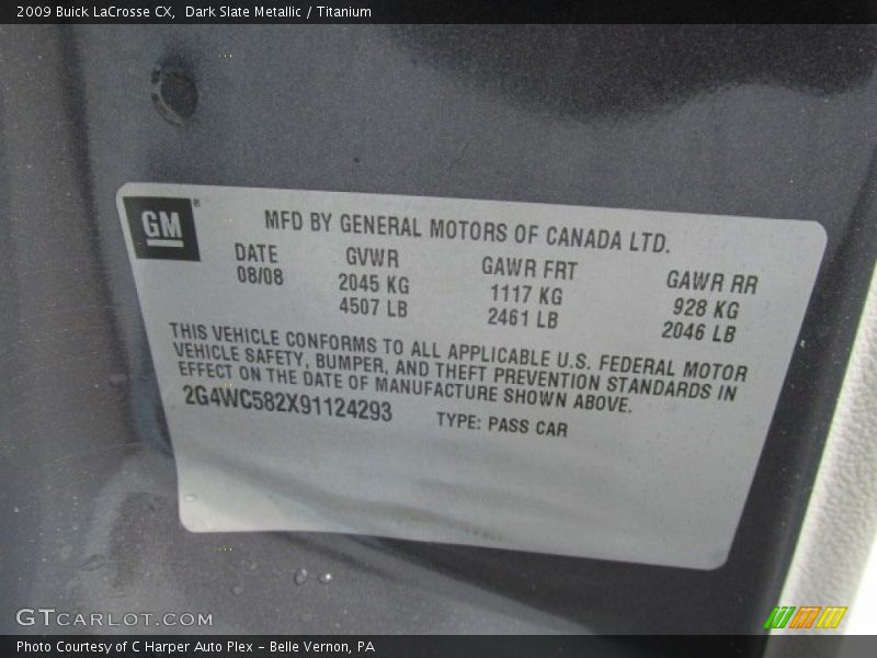 Dark Slate Metallic / Titanium 2009 Buick LaCrosse CX