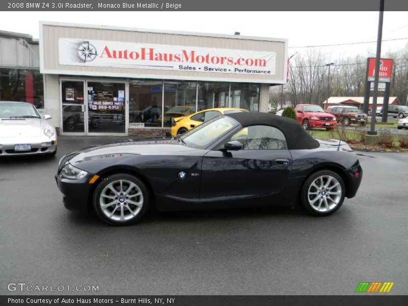 Monaco Blue Metallic / Beige 2008 BMW Z4 3.0i Roadster