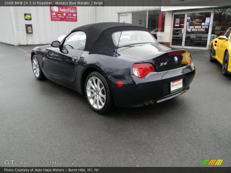 Monaco Blue Metallic / Beige 2008 BMW Z4 3.0i Roadster