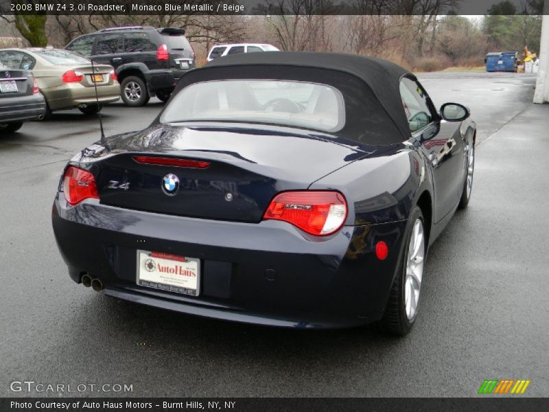Monaco Blue Metallic / Beige 2008 BMW Z4 3.0i Roadster