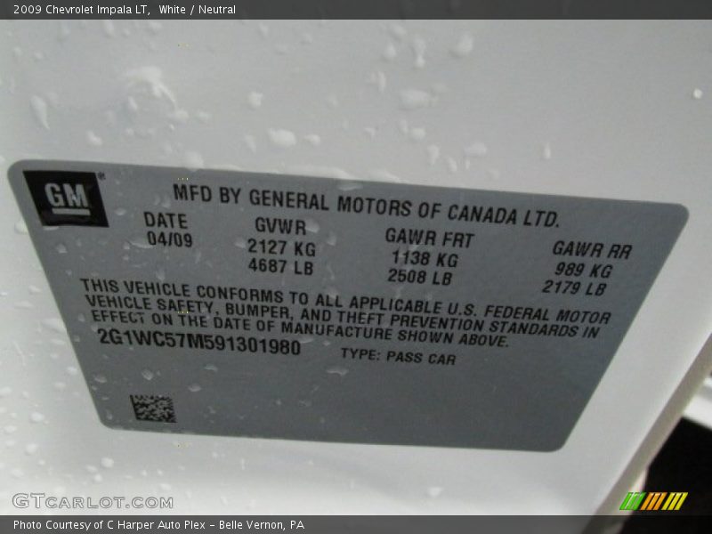 White / Neutral 2009 Chevrolet Impala LT