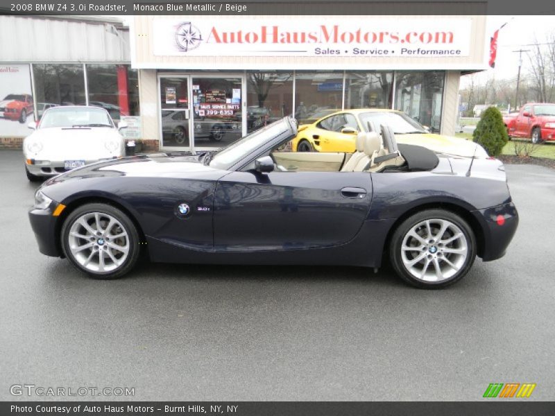 Monaco Blue Metallic / Beige 2008 BMW Z4 3.0i Roadster