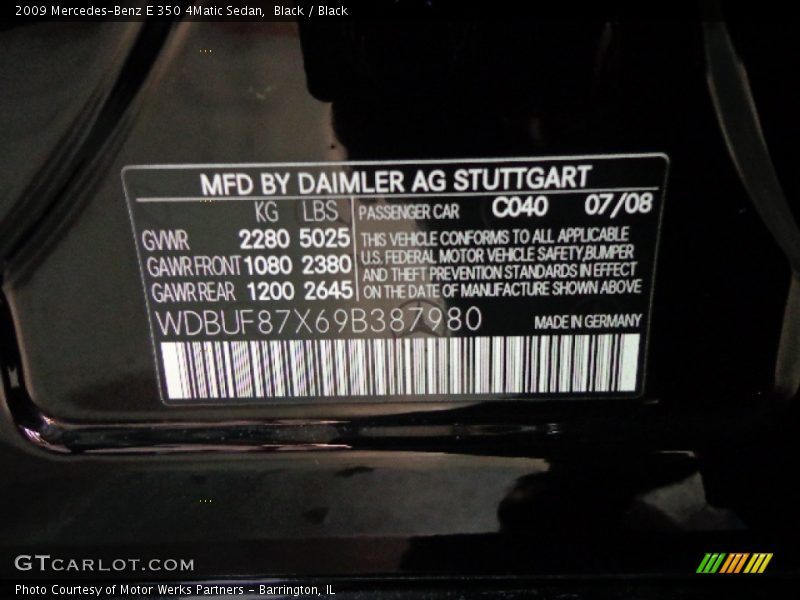 Black / Black 2009 Mercedes-Benz E 350 4Matic Sedan