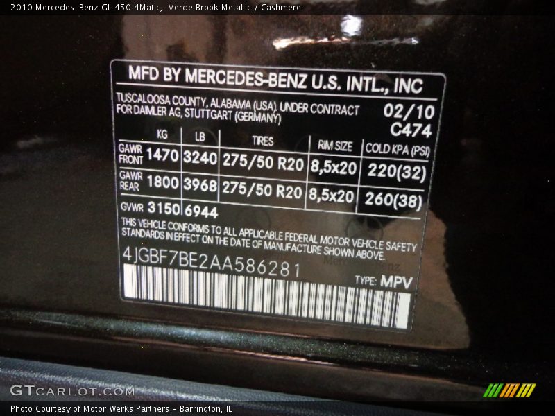 Verde Brook Metallic / Cashmere 2010 Mercedes-Benz GL 450 4Matic