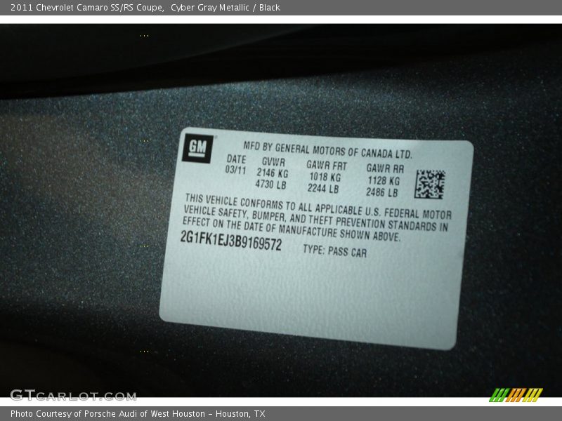 Cyber Gray Metallic / Black 2011 Chevrolet Camaro SS/RS Coupe