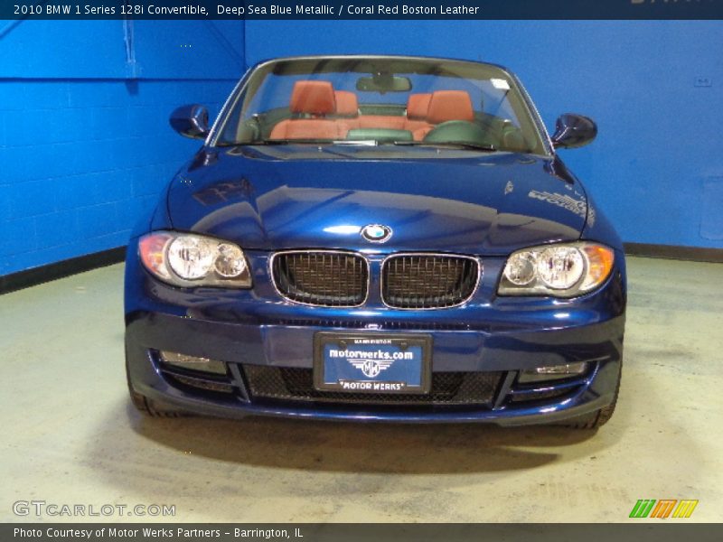 Deep Sea Blue Metallic / Coral Red Boston Leather 2010 BMW 1 Series 128i Convertible