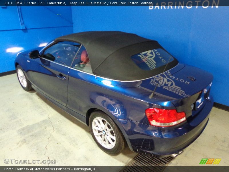Deep Sea Blue Metallic / Coral Red Boston Leather 2010 BMW 1 Series 128i Convertible