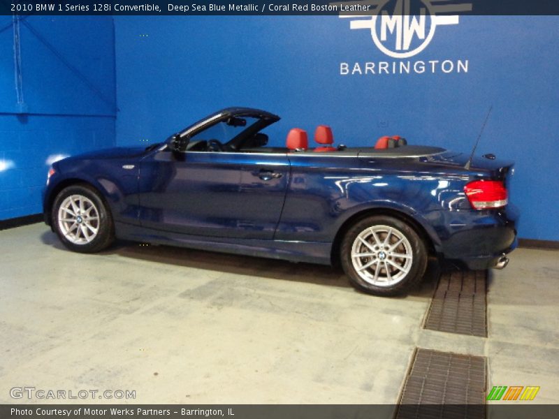 Deep Sea Blue Metallic / Coral Red Boston Leather 2010 BMW 1 Series 128i Convertible