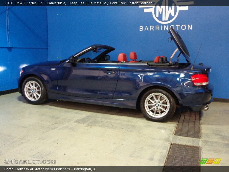 Deep Sea Blue Metallic / Coral Red Boston Leather 2010 BMW 1 Series 128i Convertible