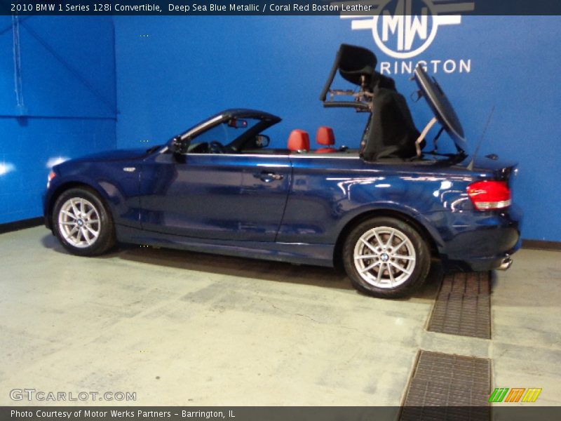 Deep Sea Blue Metallic / Coral Red Boston Leather 2010 BMW 1 Series 128i Convertible