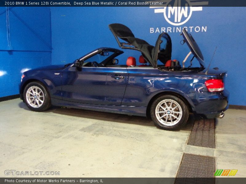 Deep Sea Blue Metallic / Coral Red Boston Leather 2010 BMW 1 Series 128i Convertible