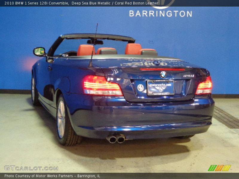 Deep Sea Blue Metallic / Coral Red Boston Leather 2010 BMW 1 Series 128i Convertible