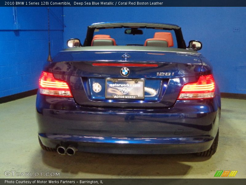 Deep Sea Blue Metallic / Coral Red Boston Leather 2010 BMW 1 Series 128i Convertible