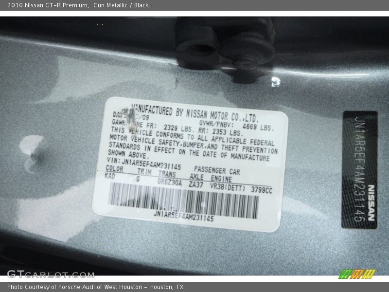 2010 GT-R Premium Gun Metallic Color Code KAD