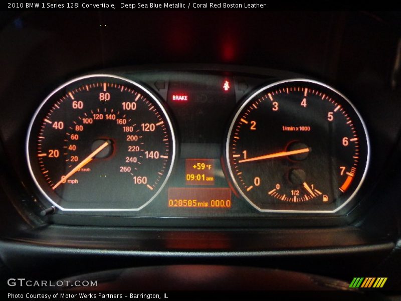 Deep Sea Blue Metallic / Coral Red Boston Leather 2010 BMW 1 Series 128i Convertible